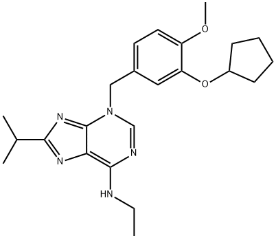 3H-Purin-6-amine, 3-[[3-(cyclopentyloxy)-4-methoxyphenyl]methyl]-N-ethyl-8-(1-methylethyl)- Structure