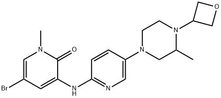 2(1H)-Pyridinone, 5-bromo-1-methyl-3-[[5-[3-methyl-4-(3-oxetanyl)-1-piperazinyl]-2-pyridinyl]amino]- Structure