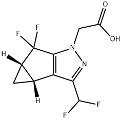 1H-Cyclopropa[3,4]cyclopenta[1,2-c]pyrazole-1-acetic acid, 3-(difluoromethyl)-5,5-difluoro-3b,4,4a,5-tetrahydro-, (3bR,4aS)- Structure
