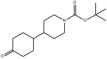 1-Piperidinecarboxylic acid, 4-(4-oxocyclohexyl)-, 1,1-dimethylethyl ester Structure