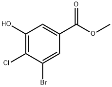 Benzoic acid, 3-bromo-4-chloro-5-hydroxy-, methyl ester Structure
