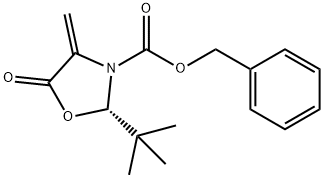 3-Oxazolidinecarboxylic acid, 2-(1,1-dimethylethyl)-4-methylene-5-oxo-, phenylmethyl ester, (2S)- Structure