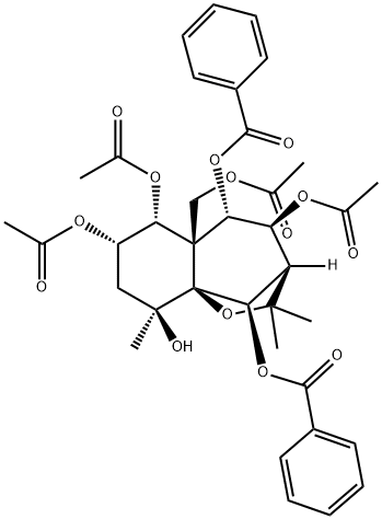 5aH-3,9a-Methano-1-benzoxepin-4,5,6,7,9,10-hexol, 5a-[(acetyloxy)methyl]octahydro-2,2,9-trimethyl-, 4,6,7-triacetate 5,10-dibenzoate, (3R,4S,5S,5aR,6R,7S,9S,9aS,10R)- Structure