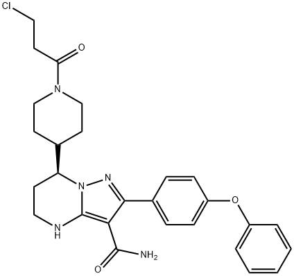 Pyrazolo[1,5-a]pyrimidine-3-carboxamide, 7-[1-(3-chloro-1-oxopropyl)-4-piperidinyl]-4,5,6,7-tetrahydro-2-(4-phenoxyphenyl)-, (7S)- Structure