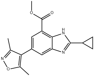 1H-Benzimidazole-7-carboxylic acid, 2-cyclopropyl-5-(3,5-dimethyl-4-isoxazolyl)-, methyl ester 구조식 이미지