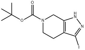 tert-Butyl 3-iodo-1,4,5,7-tetrahydro-6H-pyrazolo[3,4-c]pyridine-6-carboxylate 구조식 이미지