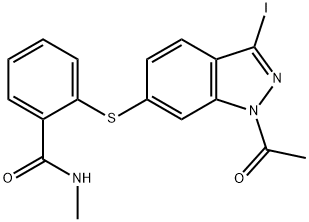 Benzamide, 2-[(1-acetyl-3-iodo-1H-indazol-6-yl)thio]-N-methyl- Structure