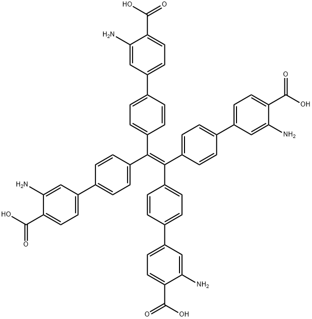 [1,1'-Biphenyl]-4-carboxylic acid, 4',4''',4''''',4'''''''-(1,2-ethenediylidene)tetrakis[3-amino- 구조식 이미지