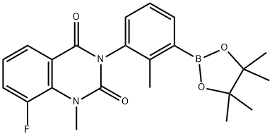 8-fluoro-1-methyl-3-[2-methyl-3-(4,4,5,5-tetramethyl-1,3,2-dioxaborolan-2-yl)phenyl]quinazoline-2,4-dione 구조식 이미지