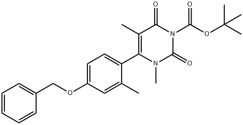 3,6-Dihydro-3,5-dimethyl-4-[2-methyl-4-(phenylmethoxy)phenyl]-2,6-dioxo-1(2H)-Pyrimidinecarboxylic acid 1,1-dimethylethyl ester 구조식 이미지