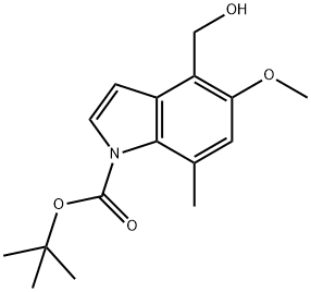 1H-Indole-1-carboxylic acid, 4-(hydroxymethyl)-5-methoxy-7-methyl-, 1,1-dimethylethyl ester Structure