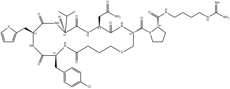 c(Bua-Cpa-Thi-Val-Asn-Cys)-Pro-d-Arg-NEt2 Structure
