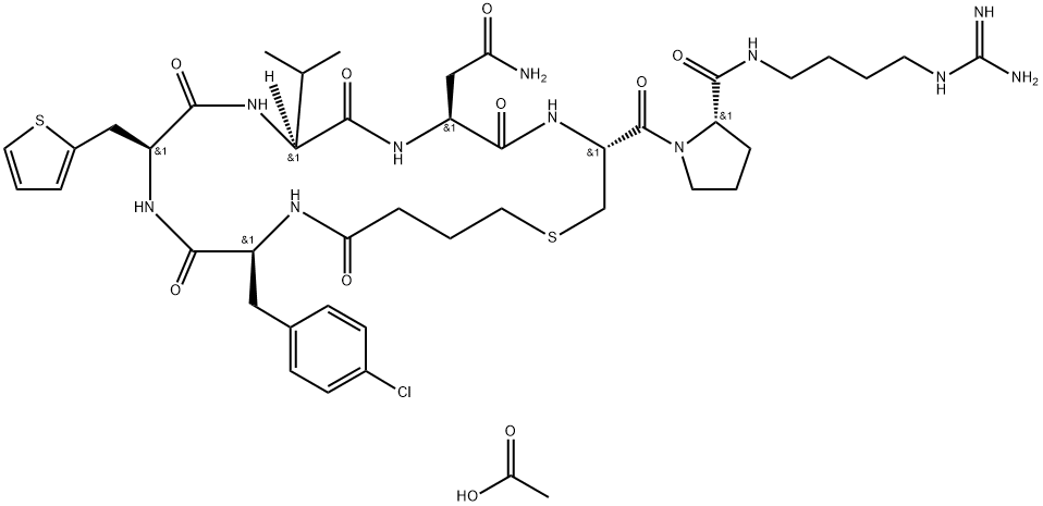 c(Bua-Cpa-Thi-Val-Asn-Cys)-Pro-d-Arg-NEt2 acetate 구조식 이미지