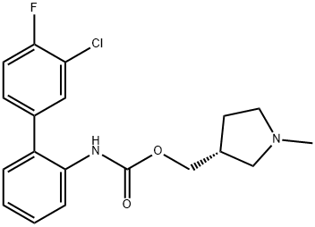 Carbamic acid, N-(3'-chloro-4'-fluoro[1,1'-biphenyl]-2-yl)-, [(3R)-1-methyl-3-pyrrolidinyl]methyl ester Structure