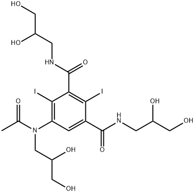 1,3-Benzenedicarboxamide, 5-[acetyl(2,3-dihydroxypropyl)amino]-N1,N3-bis(2,3-dihydroxypropyl)-2,4-diiodo- 구조식 이미지