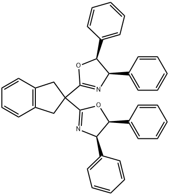 (4R,4'R,5S,5'S)-2,2'-(1,3-Dihydro-2H-inden-2-ylidene)bis[4,5-dihydro-4,5-diphenyloxazole 구조식 이미지