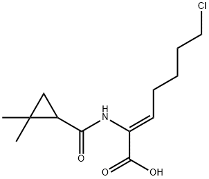 (Z)-(S)-7-Chloro-2-(2,2-diMethyl-cyclopropanecarboxaMido)-2-heptenoic acid 구조식 이미지