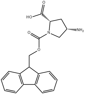 1,2-Pyrrolidinedicarboxylic acid, 4-amino-, 1-(9H-fluoren-9-ylmethyl) ester, (2S,4S)- Structure