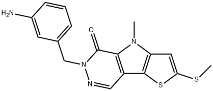 7-(3-aminobenzyl)-4-methyl-2-(methylthio)-4,7-dihydro-8H-thieno[2',3':4,5]pyrrolo[2,3-d]pyridazin-8-one 구조식 이미지