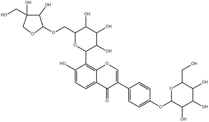 4H-1-Benzopyran-4-one, 8-(6-O-D-apio-β-D-furanosyl-β-D-glucopyranosyl)-3-[4-(β-D-glucopyranosyloxy)phenyl]-7-hydroxy- 구조식 이미지