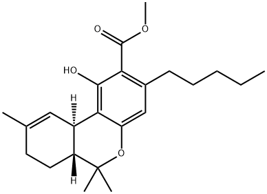 6H-Dibenzo[b,d]pyran-2-carboxylic acid, 6a,7,8,10a-tetrahydro-1-hydroxy-6,6,9-trimethyl-3-pentyl-, methyl ester, (6aR-trans)- (8CI,9CI) Structure