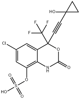 2H-3,1-Benzoxazin-2-one, 6-chloro-1,4-dihydro-4-[2-(1-hydroxycyclopropyl)ethynyl]-8-(sulfooxy)-4-(trifluoromethyl)- Structure