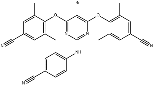 Benzonitrile, 4,4'-[[5-bromo-2-[(4-cyanophenyl)amino]-4,6-pyrimidinediyl]bis(oxy)]bis[3,5-dimethyl- 구조식 이미지