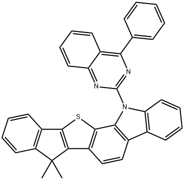Indeno[2',1':4,5]thieno[2,3-a]carbazole, 7,13-dihydro-7,7-dimethyl-13-(4-phenyl-2-quinazolinyl)- Structure