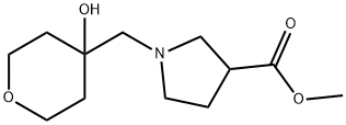 3-Pyrrolidinecarboxylic acid, 1-[(tetrahydro-4-hydroxy-2H-pyran-4-yl)methyl]-, methyl ester Structure