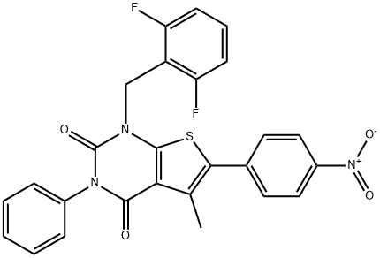 Thieno[2,3-d]pyrimidine-2,4(1H,3H)-dione, 1-[(2,6-difluorophenyl)methyl]-5-methyl-6-(4-nitrophenyl)-3-phenyl- Structure