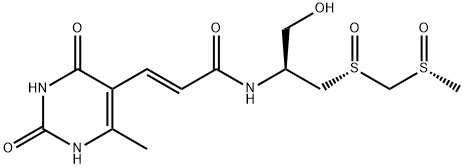 2-Propenamide, N-[(1S)-1-(hydroxymethyl)-2-[(R)-[[(S)-methylsulfinyl]methyl]sulfinyl]ethyl]-3-(1,2,3,4-tetrahydro-6-methyl-2,4-dioxo-5-pyrimidinyl)-, (2E)- Structure