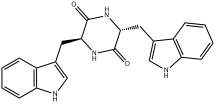 2,5-Piperazinedione, 3,6-bis(1H-indol-3-ylmethyl)-, (3R,6S)- Structure