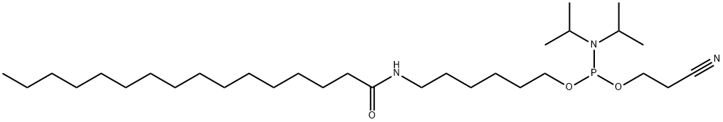 2-Cyanoethyl (6-[almitamidohexyl) diisophosphoramidite 구조식 이미지