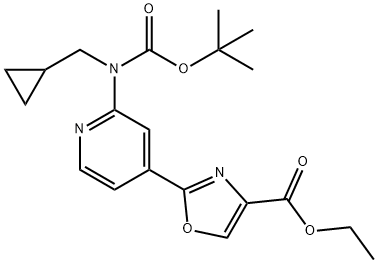 4-Oxazolecarboxylic acid, 2-[2-[(cyclopropylmethyl)[(1,1-dimethylethoxy)carbonyl]amino]-4-pyridinyl]-, ethyl ester Structure