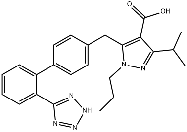 1H-Pyrazole-4-carboxylic acid, 3-(1-methylethyl)-1-propyl-5-[[2'-(2H-tetrazol-5-yl)[1,1'-biphenyl]-4-yl]methyl]- Structure