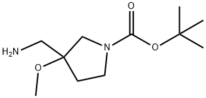 1-Pyrrolidinecarboxylic acid, 3-(aminomethyl)-3-methoxy-, 1,1-dimethylethyl ester Structure