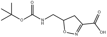 3-Isoxazolecarboxylic acid, 5-[[[(1,1-dimethylethoxy)carbonyl]amino]methyl]-4,5-dihydro- Structure