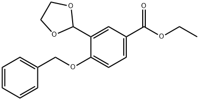 Benzoic acid, 3-(1,3-dioxolan-2-yl)-4-(phenylmethoxy)-, ethyl ester Structure