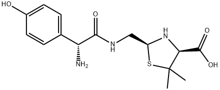 4-Thiazolidinecarboxylic acid, 2-[[[(2R)-amino(4-hydroxyphenyl)acetyl]amino]methyl]-5,5-dimethyl-, (2S,4S)- Structure