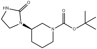 1-Piperidinecarboxylic acid, 3-(2-oxo-1-imidazolidinyl)-, 1,1-dimethylethyl ester, (3R)- 구조식 이미지