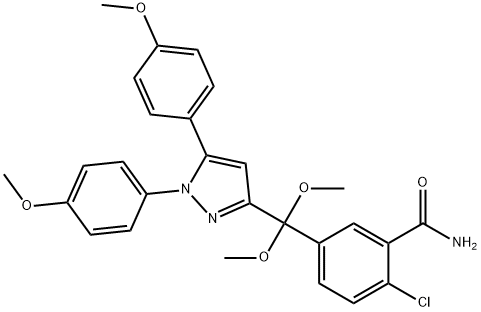 Benzamide, 5-[[1,5-bis(4-methoxyphenyl)-1H-pyrazol-3-yl]dimethoxymethyl]-2-chloro- Structure