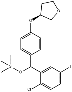 Furan, 3-[4-[(2-chloro-5-iodophenyl)[(trimethylsilyl)oxy]methyl]phenoxy]tetrahydro-, (3S)- Structure