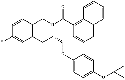 Methanone, [(3S)-3-[[4-(1,1-dimethylethoxy)phenoxy]methyl]-6-fluoro-3,4-dihydro-2(1H)-isoquinolinyl]-1-naphthalenyl- Structure