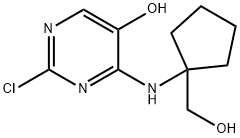 2-Chloro-4-((1-(hydroxymethyl)cyclopentyl)amino)pyrimidin-5-ol Structure