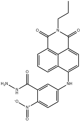 Benzoic acid, 5-[(2,3-dihydro-1,3-dioxo-2-propyl-1H-benz[de]isoquinolin-6-yl)amino]-2-nitro-, hydrazide Structure