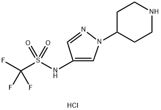 1,1,1-trifluoro-N-[1-(piperidin-4-yl)-1H-pyrazol-4-yl]methanesulfonamide hydrochloride 구조식 이미지