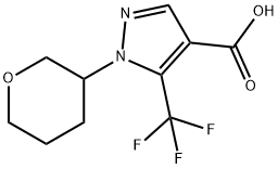 1H-Pyrazole-4-carboxylic acid, 1-(tetrahydro-2H-pyran-3-yl)-5-(trifluoromethyl)- Structure