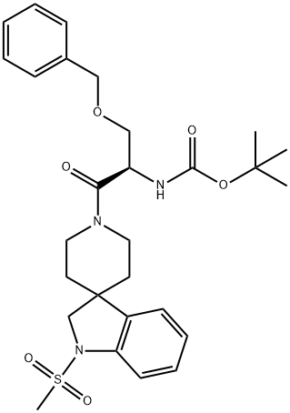 (R)-tert-butyl (3-(benzyloxy)-1-(1-(methylsulfonyl)spiro[indoline-3,4'-piperidin]-1'-yl)-1-oxopropan-2-yl)carbamate 구조식 이미지