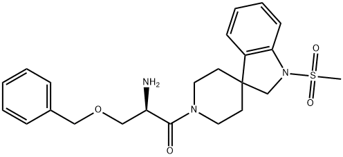 Spiro[3H-indole-3,4'-piperidine], 1'-[(2R)-2-amino-1-oxo-3-(phenylmethoxy)propyl]-1,2-dihydro-1-(methylsulfonyl)- Structure