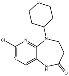 6H-Pyrimido[4,5-b][1,4]diazepin-6-one, 2-chloro-5,7,8,9-tetrahydro-9-(tetrahydro-2H-pyran-4-yl)- Structure